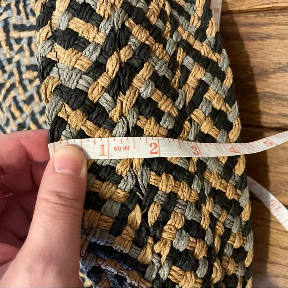 Woven Black, Blue, and Tan Large Cottagecore Feminine Tote Handbag - Picture 7 of 7